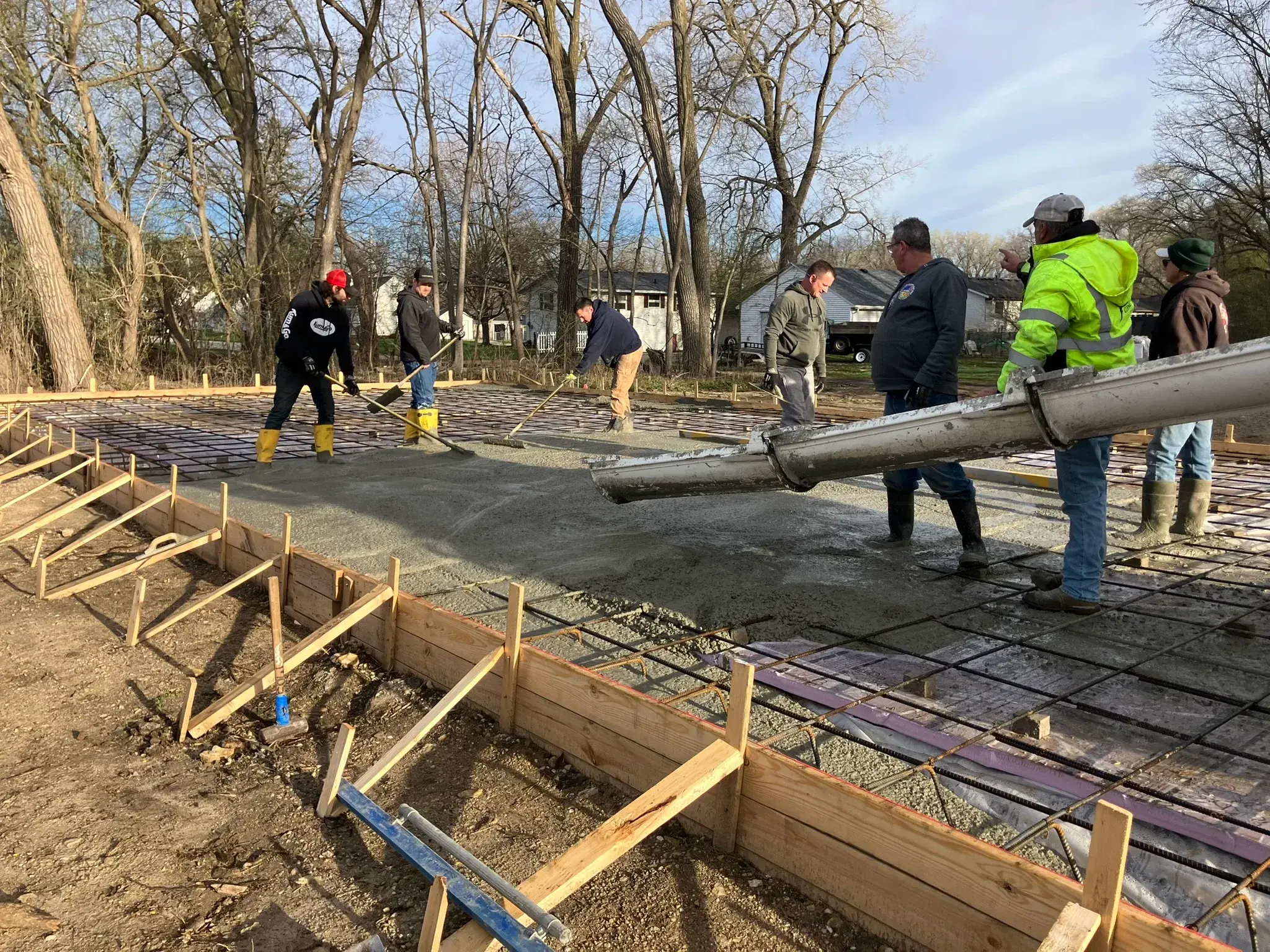 Concrete pour in progress by Majerus Outdoor Services