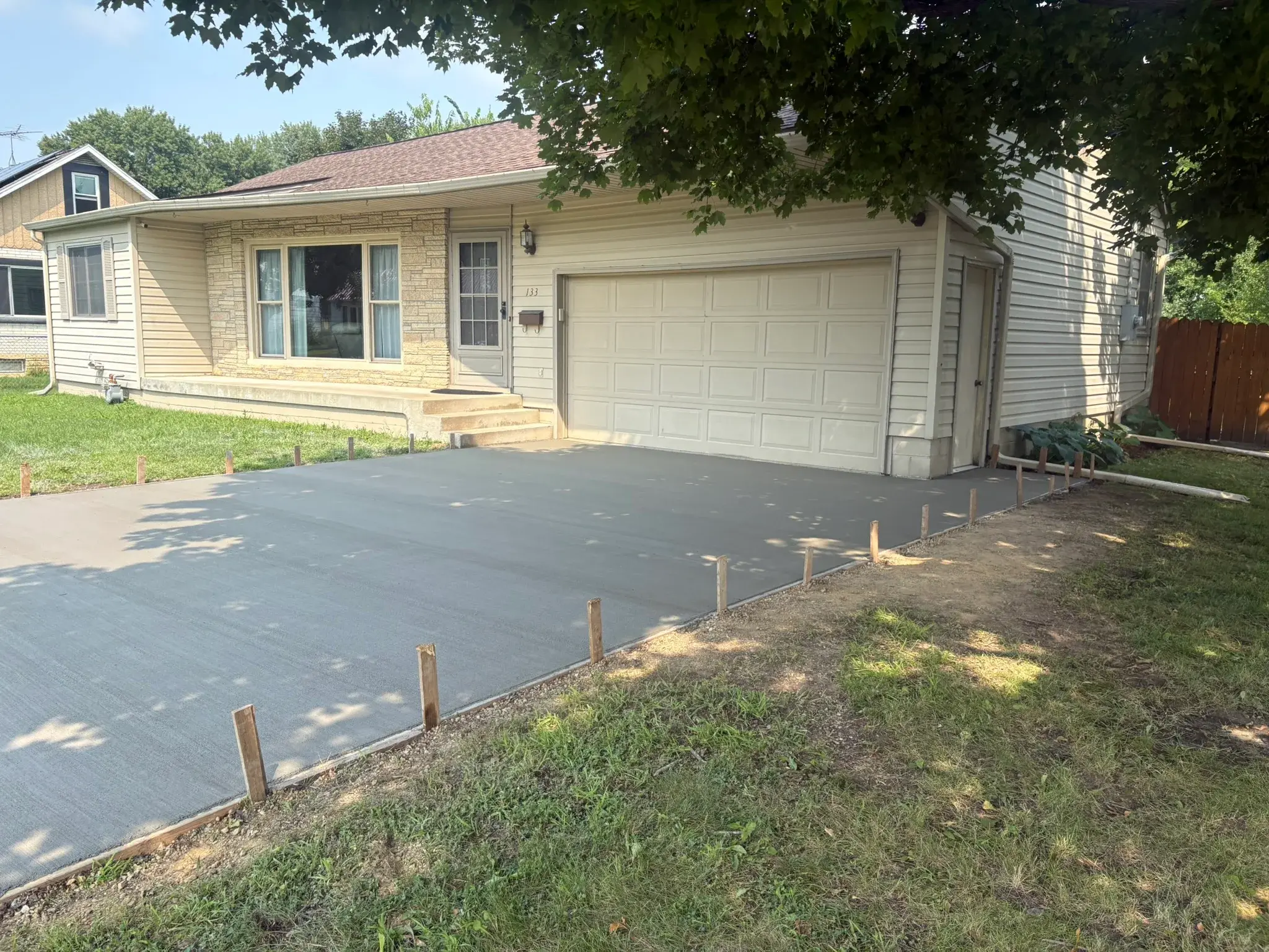 Finished residential concrete project by Majerus Outdoor Services